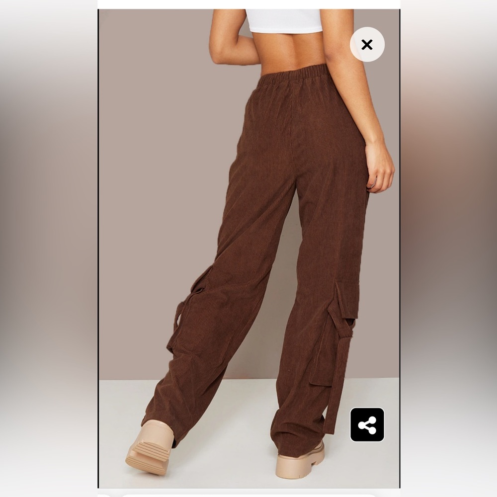 Pretty Little Thing Corduroy Wide Leg Cargo Pants
